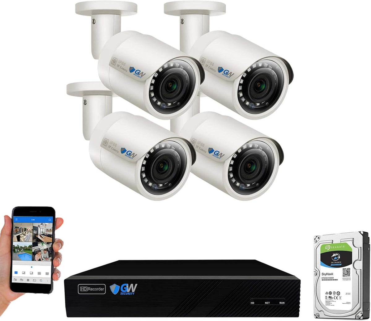 8 Channel 4K NVR 5MP POE Security Camera System with 4 Bullet Cameras and 1TB Hard Drive V134