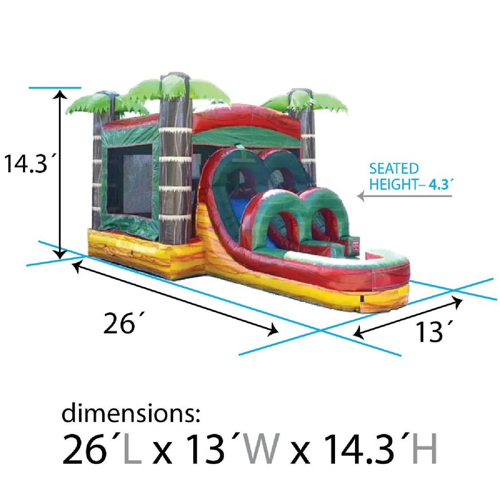 Tropical Fire Marble Kids Inflatable Water Slide Bounce House Combo with Blower S12339