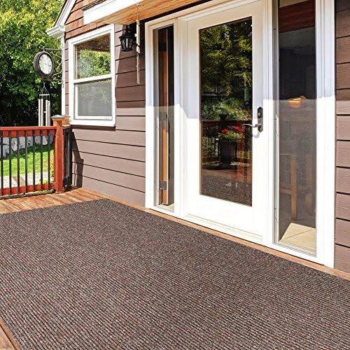 Heavy-Duty Ribbed Indoor/Outdoor Carpet with Rubber Marine Backing - Tuscan Brown 6 x 20 O3867