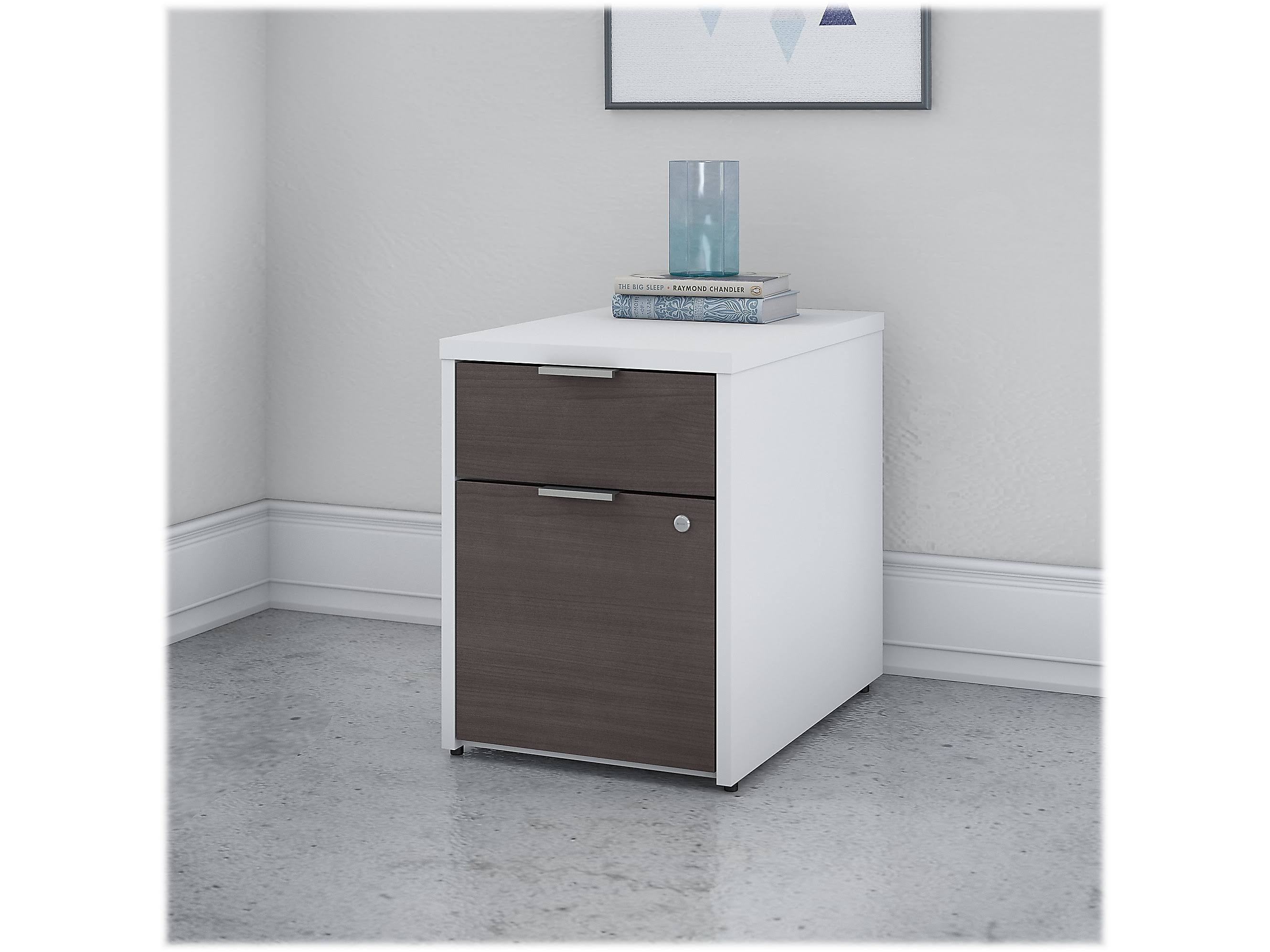 2 Drawer File Cabinet Storm Gray White S9734