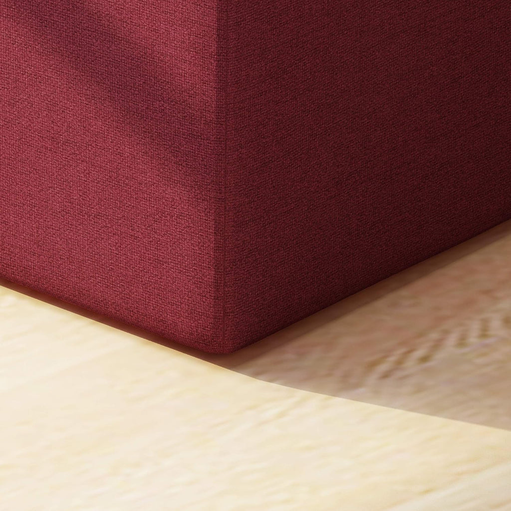 Deep Red Fabric Square Ottoman Pack of 2 A1081