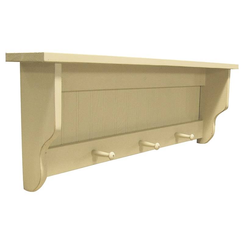 Pine Shelf with Pegs Old Cream G35649