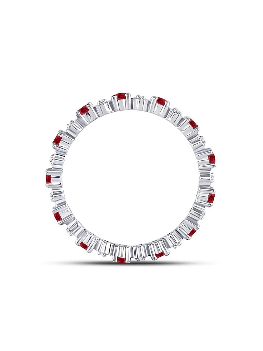 10kt White Gold Ruby Diamond Eternity Band Ring H326