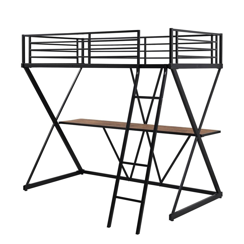 Twin Loft Bed with Desk, Ladder, and Guardrails Q137062