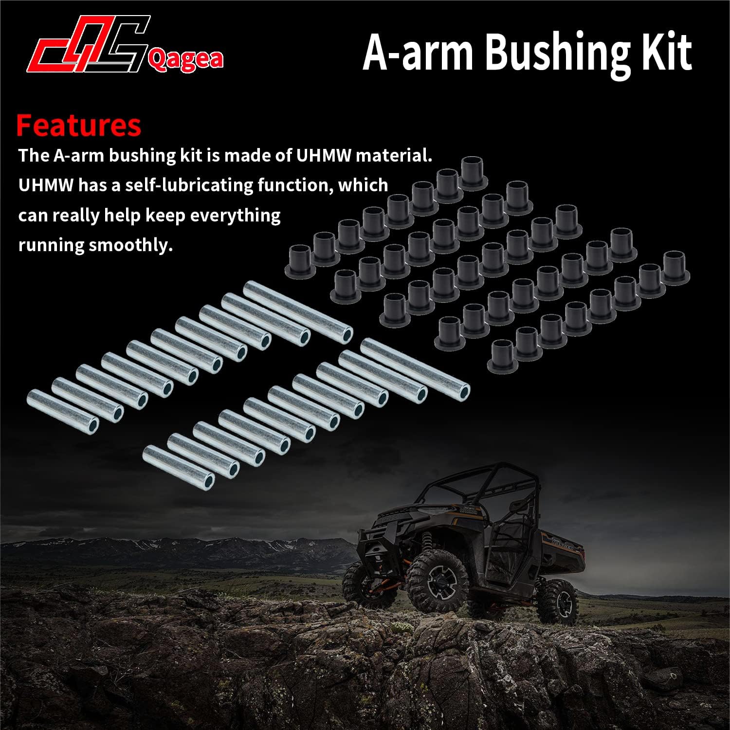 Control Arm Bushing Kit for Polaris Ranger Full Size XP 800, Pack of 2 F480006