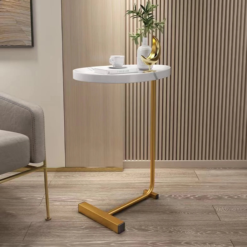 White C-Shaped Side Table G9169