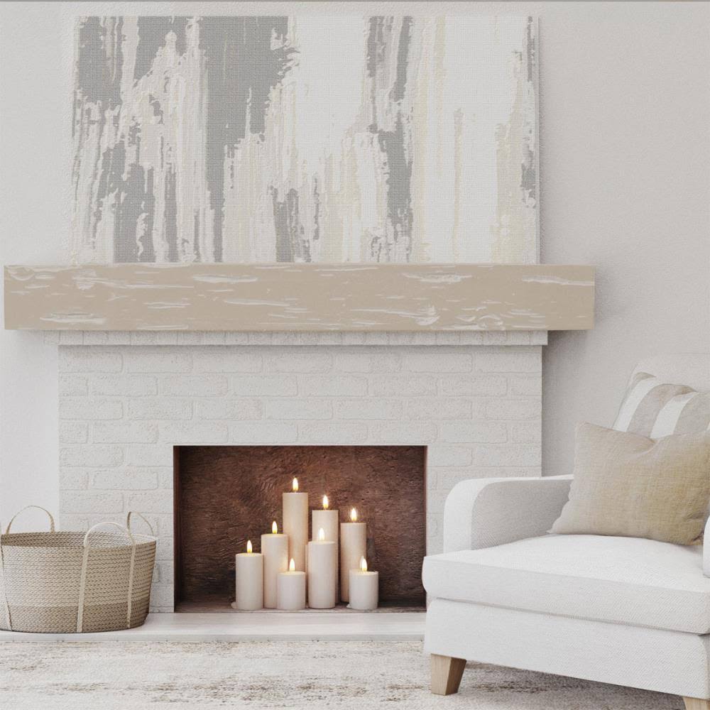 White Washed Faux Wood Fireplace Mantel S331