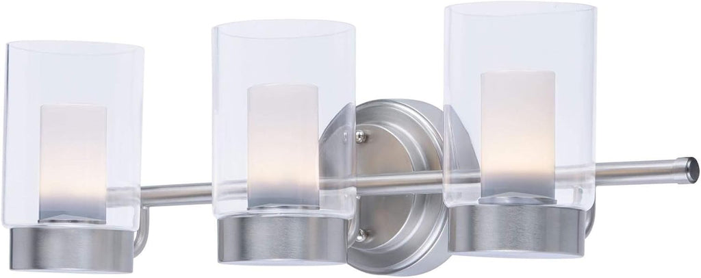 22 Inch 3 Lamp LED Glass Bathroom Vanity Light, 23W, 3000K, Brushed Nickel Finish S1366