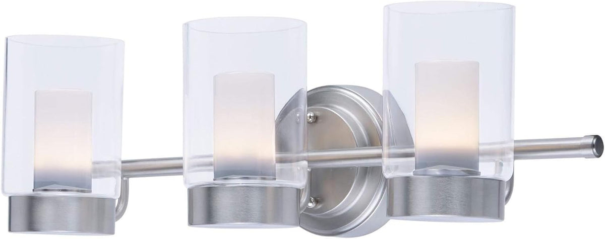 22 Inch 3 Lamp LED Glass Bathroom Vanity Light, 23W, 3000K, Brushed Nickel Finish S1366