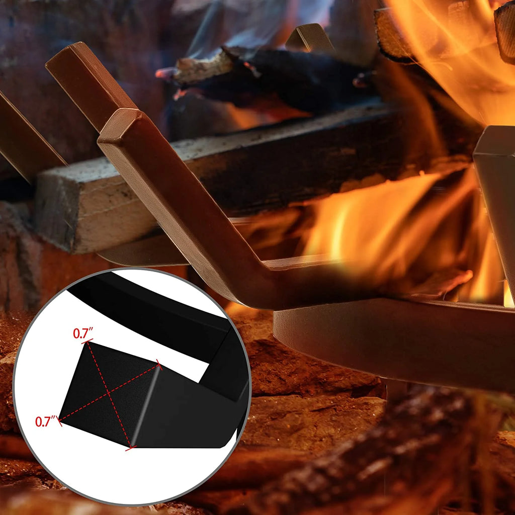 24in Wrought Iron Fire Grate Heavy Duty Black Fireplace Stove Burning Rack Holder 4Legs Z715011