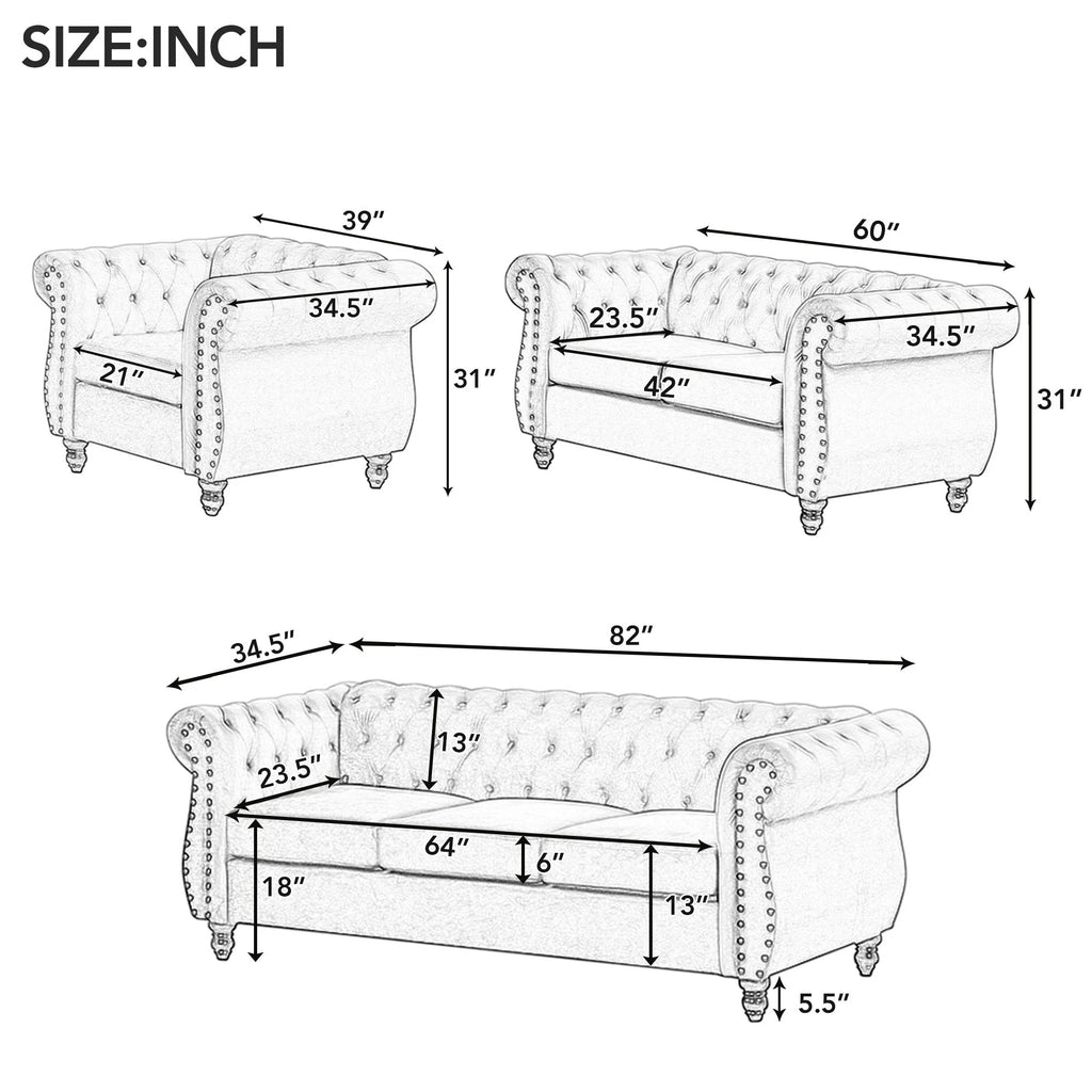 Beige Plush Upholstered Sofa with Solid Wood Legs C70961