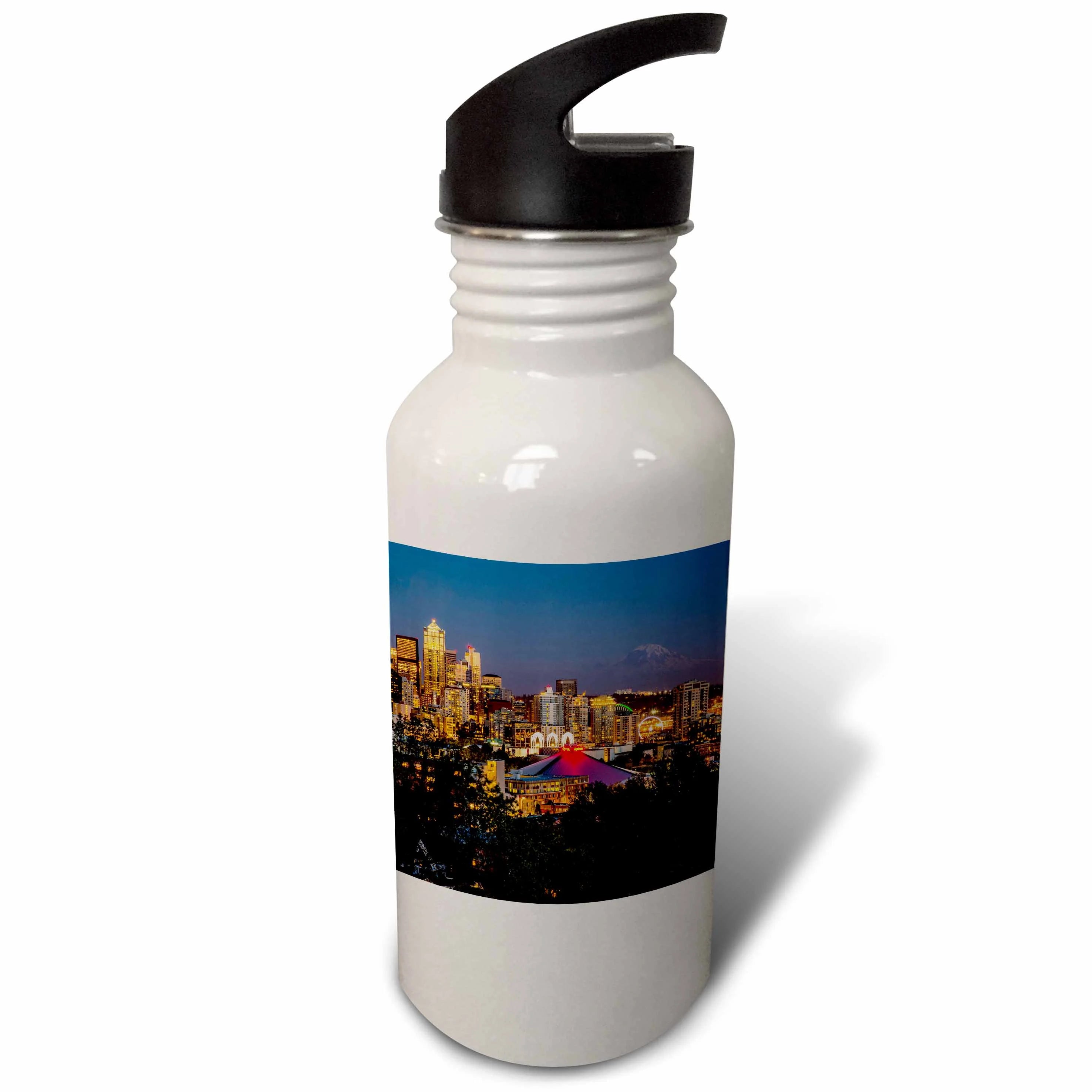 Seattle Night Scene Mount Rainier 21oz Water Bottle Y591