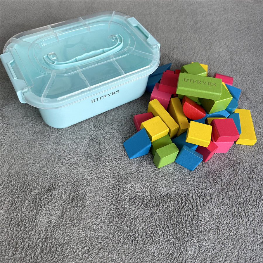 Magnetic Cube Wooden Building Blocks with Storage Box S98538