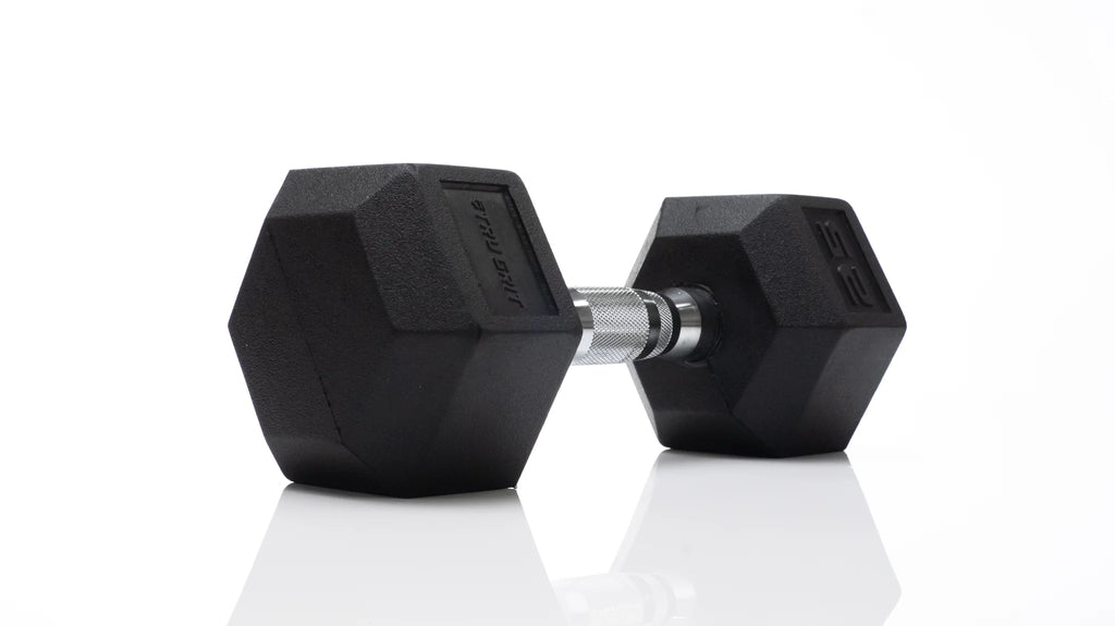 25 lb Black Hex Rubber Dumbbell C3438