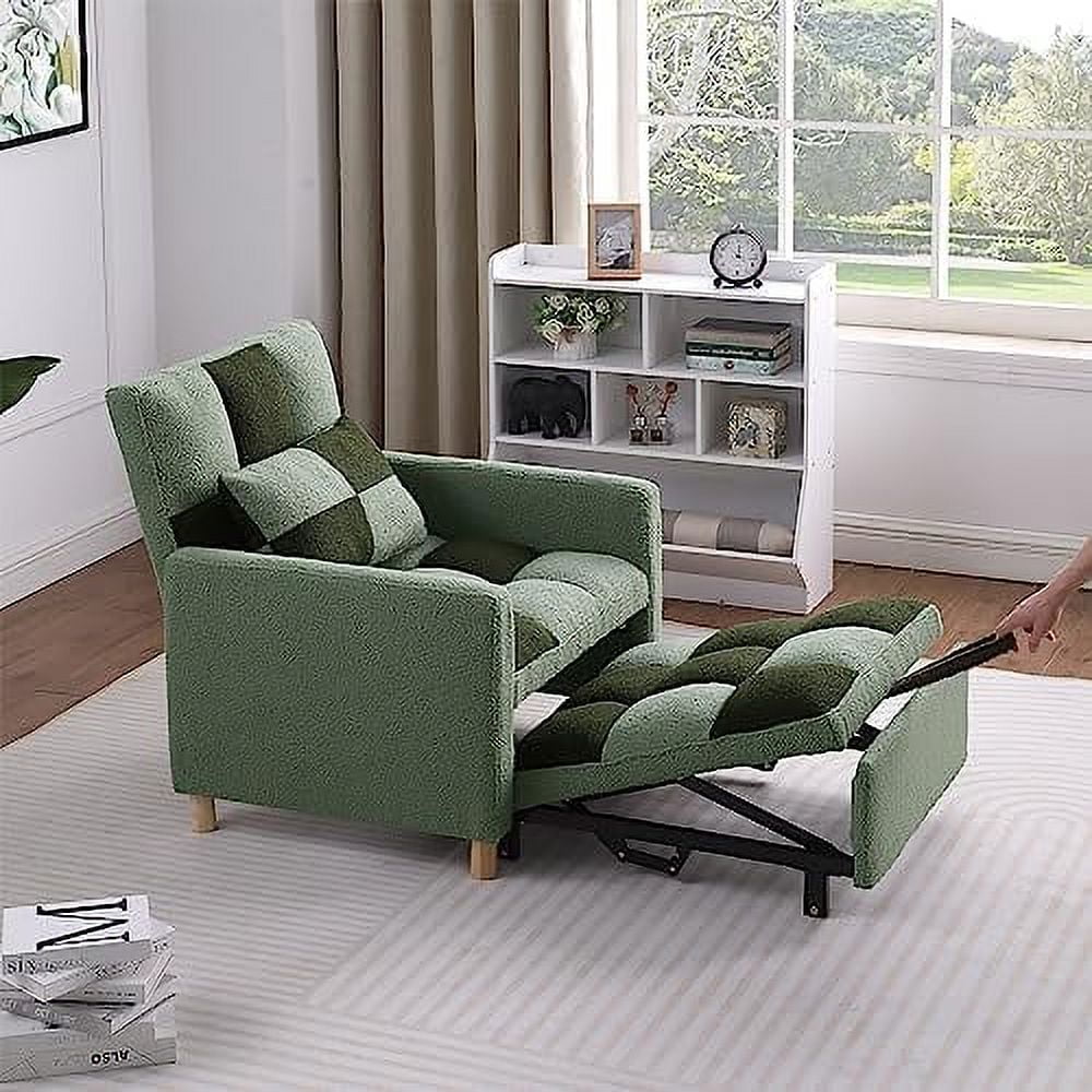 Grey Velvet Convertible Chair Bed Sleeper Chair with Pillow S896148