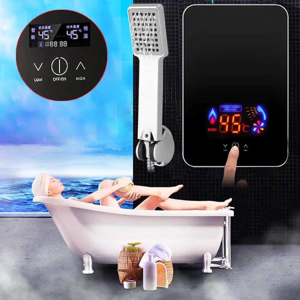8L 6500W Instant Electric Tankless Hot Water Heater with Shower Kit O6510