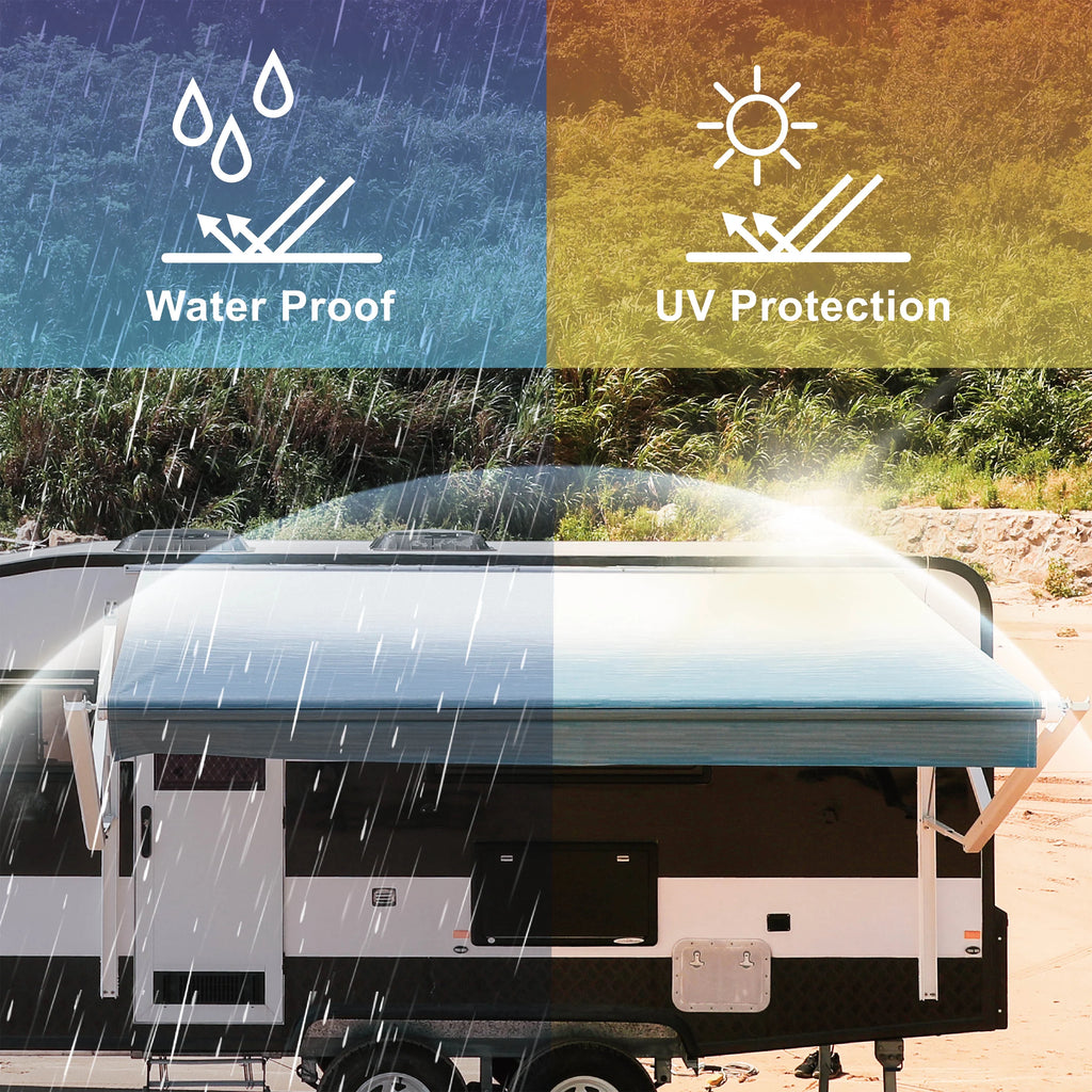 Retractable Motorized 20'X8' RV Patio Canopy Awning Black J255999