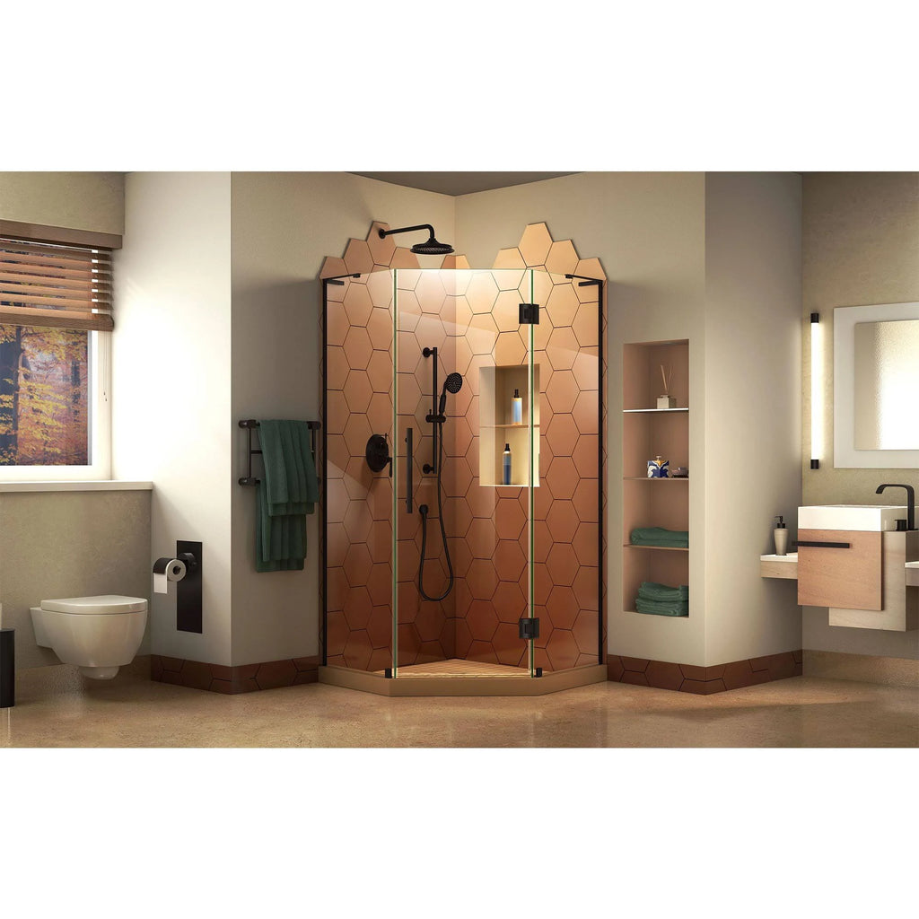 Frameless Hinged Shower Enclosure in Satin Black W4393