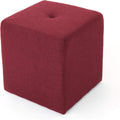 Deep Red Fabric Square Ottoman Pack of 2 A1081