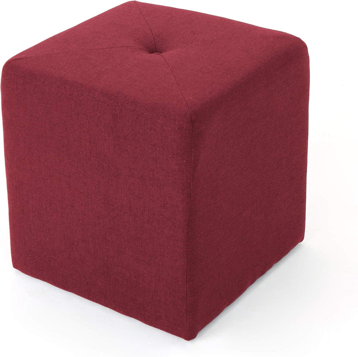 Deep Red Fabric Square Ottoman Pack of 2 A1081