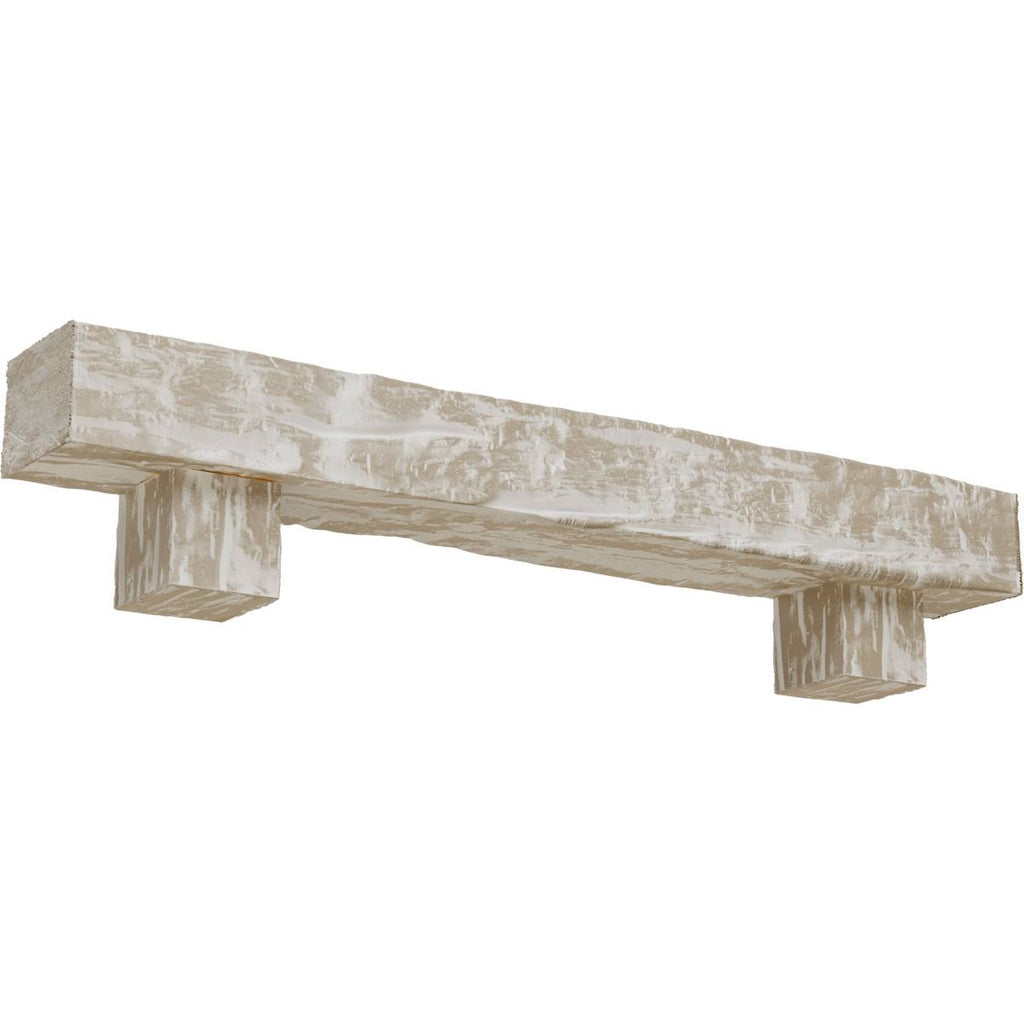 White Washed Faux Wood Fireplace Mantel Kit with Corbels T44323