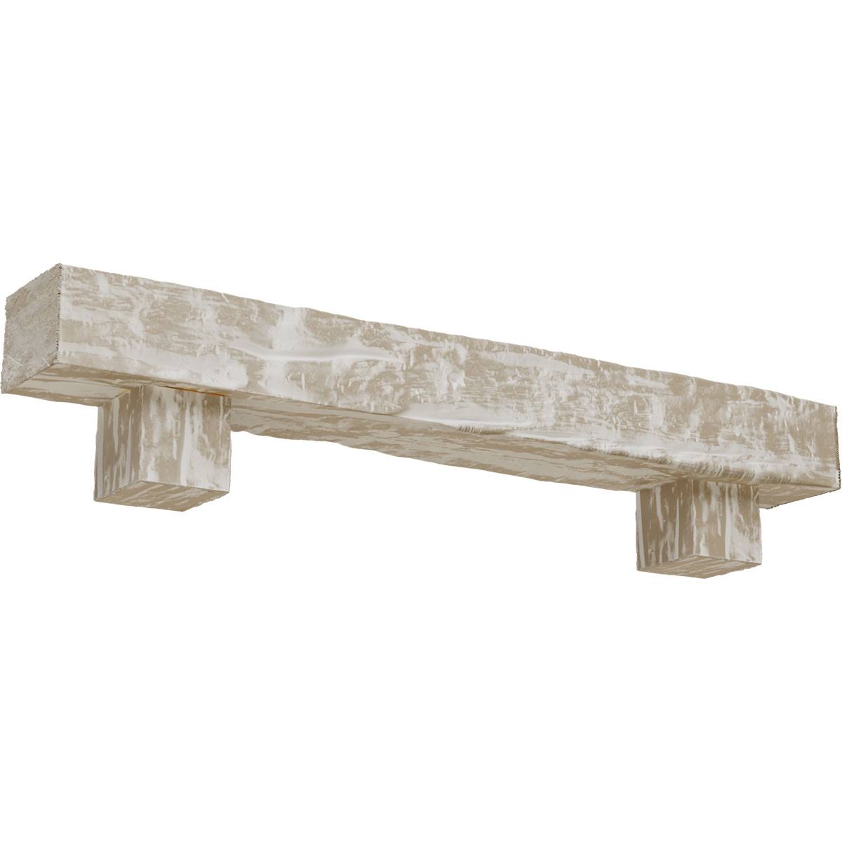 White Washed Faux Wood Fireplace Mantel Kit with Corbels T44323