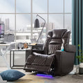 Brown Leather Power Recliner with USB Charging Port F226