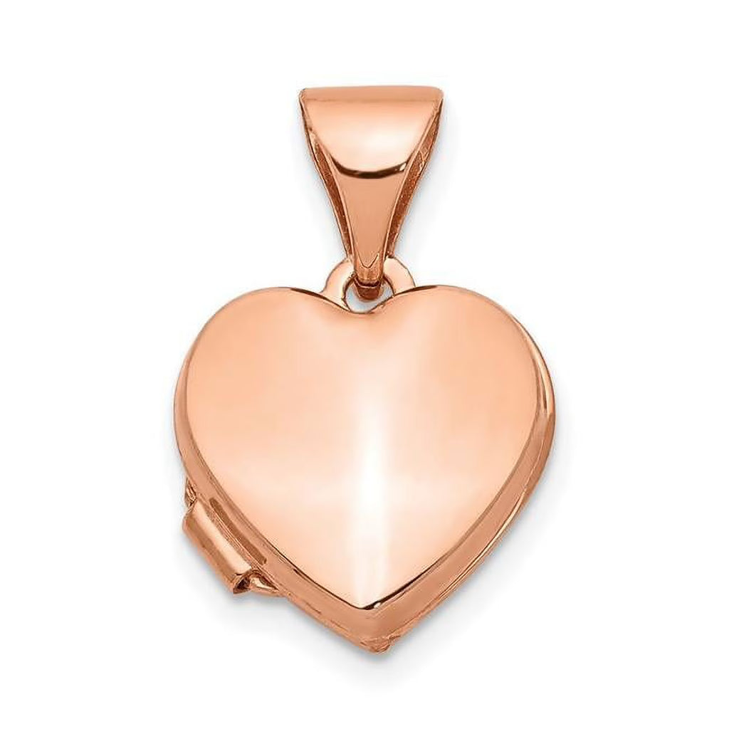 14K Rose Gold 10 mm Plain Heart Locket Pendant M656006