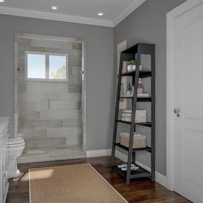 Black Wood Ladder Bookcase P5193