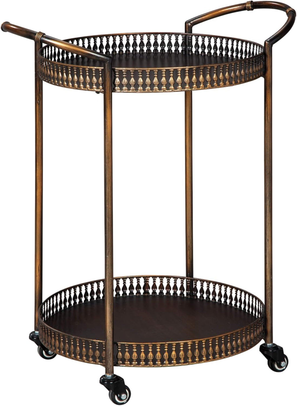 Gold Metal Bar Cart with Caster Wheels F3589