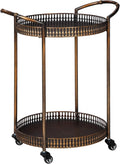 Gold Metal Bar Cart with Caster Wheels F3589