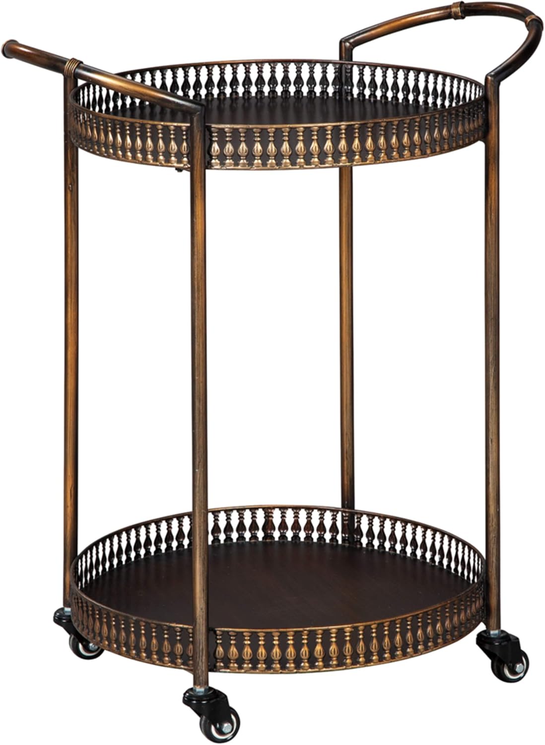 Gold Metal Bar Cart with Caster Wheels F3589