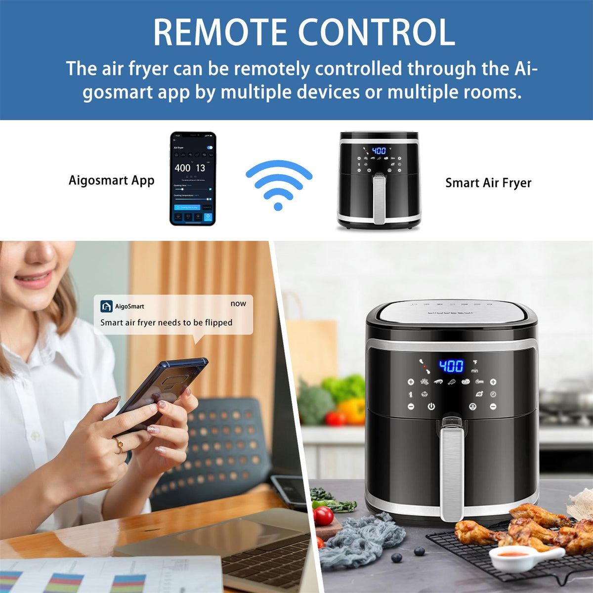 12-in-1 Smart WiFi Air Fryer 7.4 QT, Black F10244