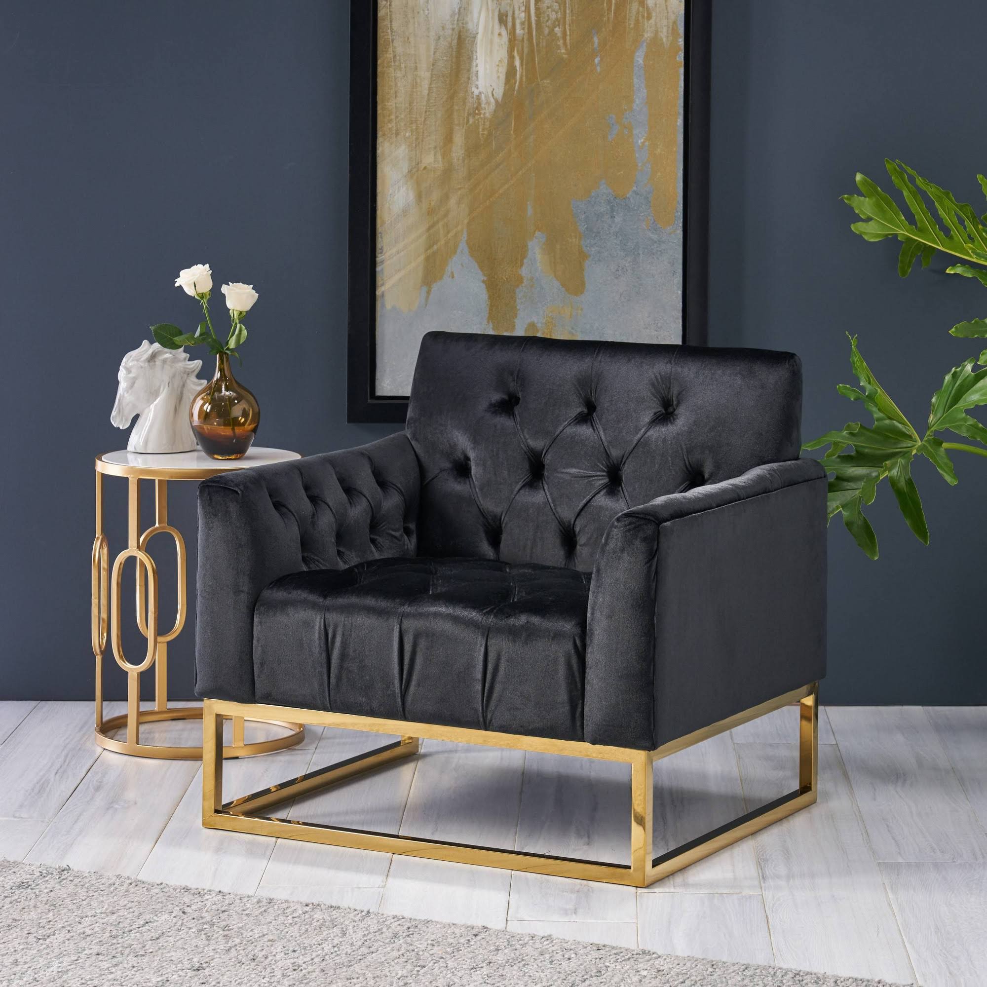 Black Velvet Arm Chair W247