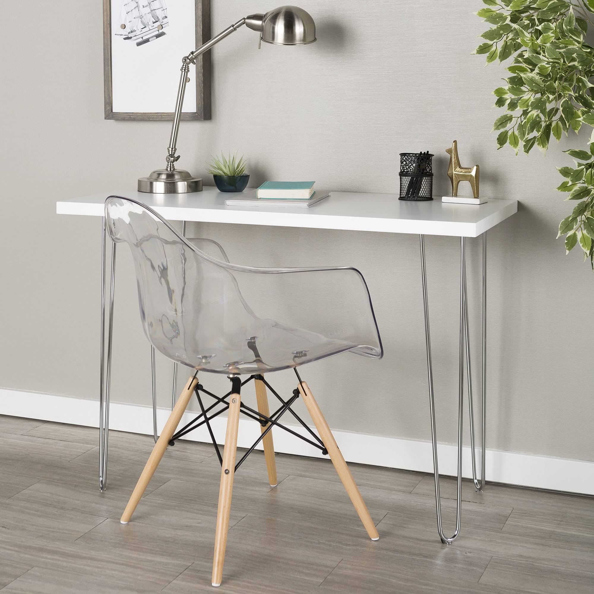 White Hairpin Leg Wood Writing Desk A3472