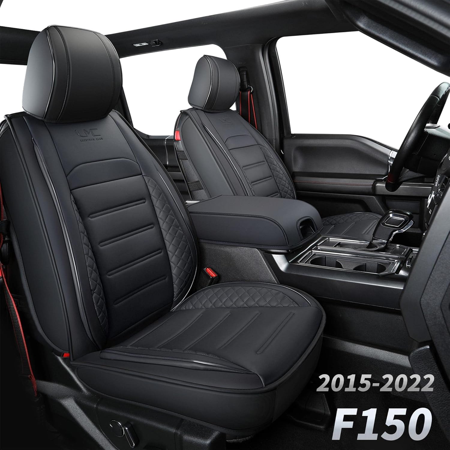 Black&Red Faux Leather Seat Covers Full Set L735297
