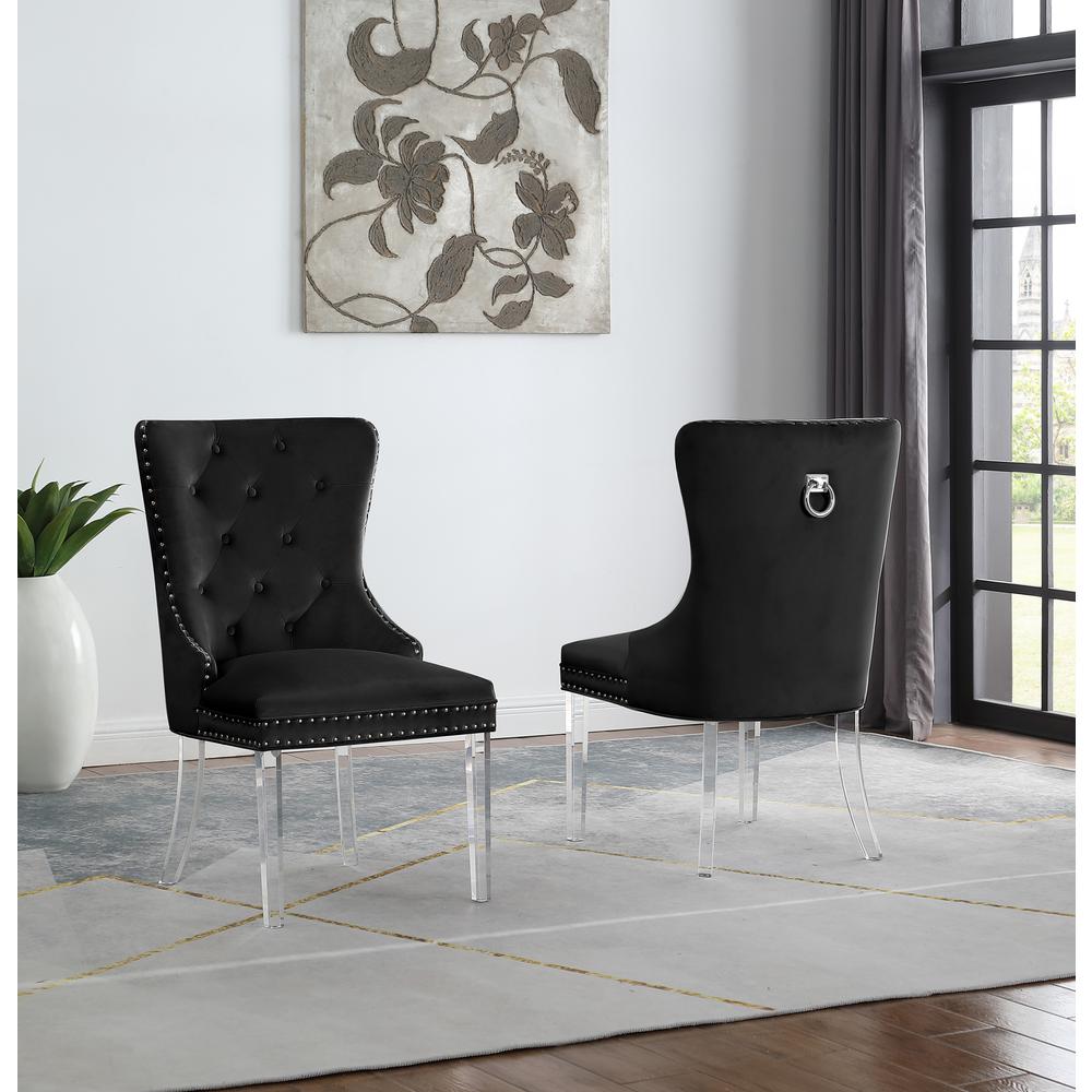 Black Tufted Velvet Dining Chairs (Set of 2) S21304