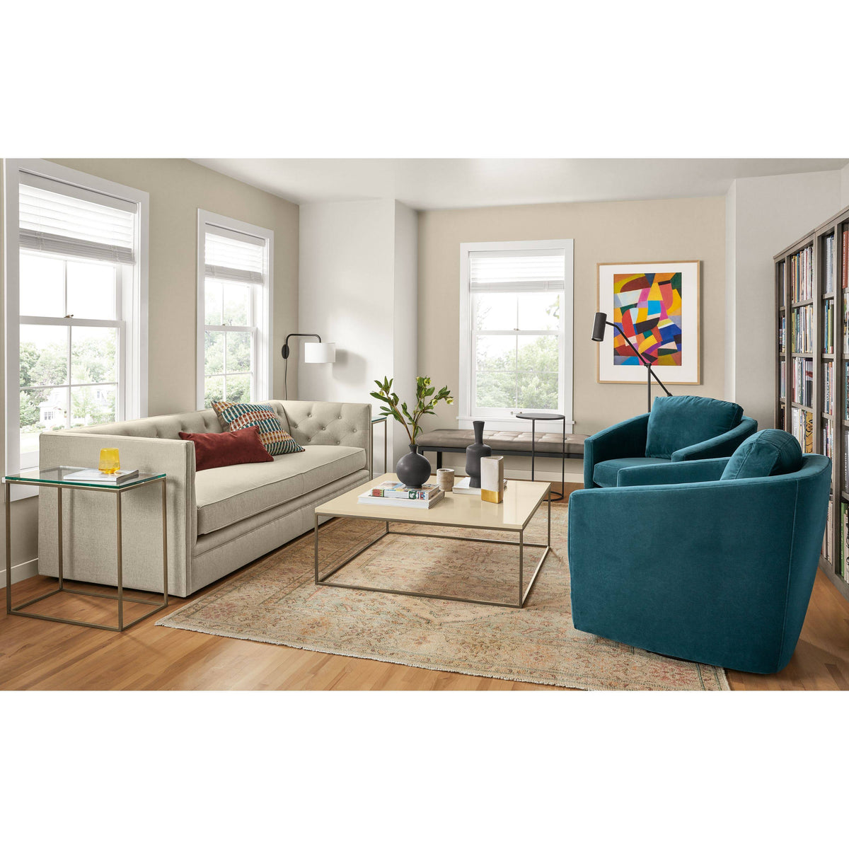 White Venatino Marble Top End Table I3798