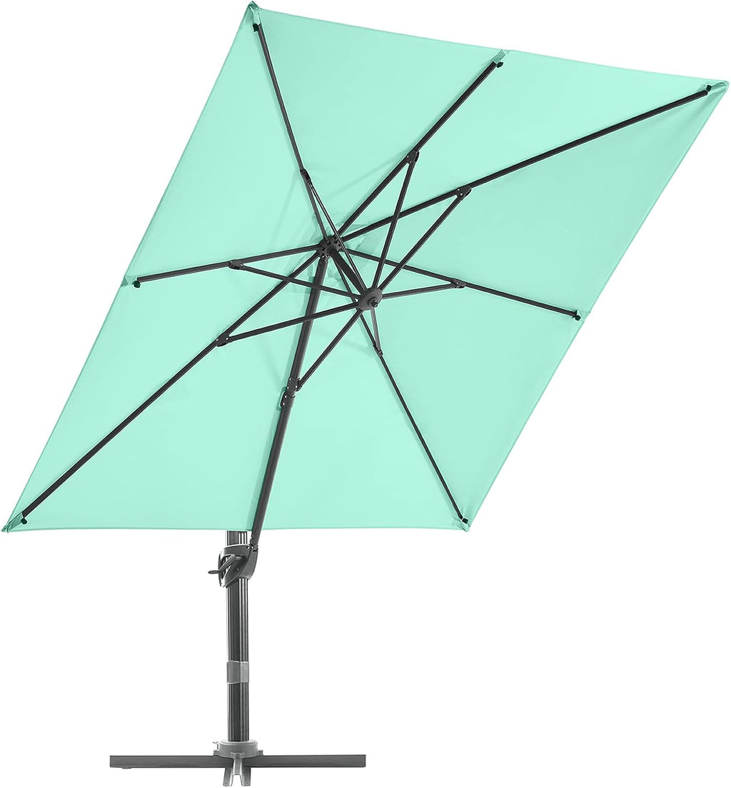 Sky Blue 9x9 FT Square Cantilever Umbrella with Cross Base J4238