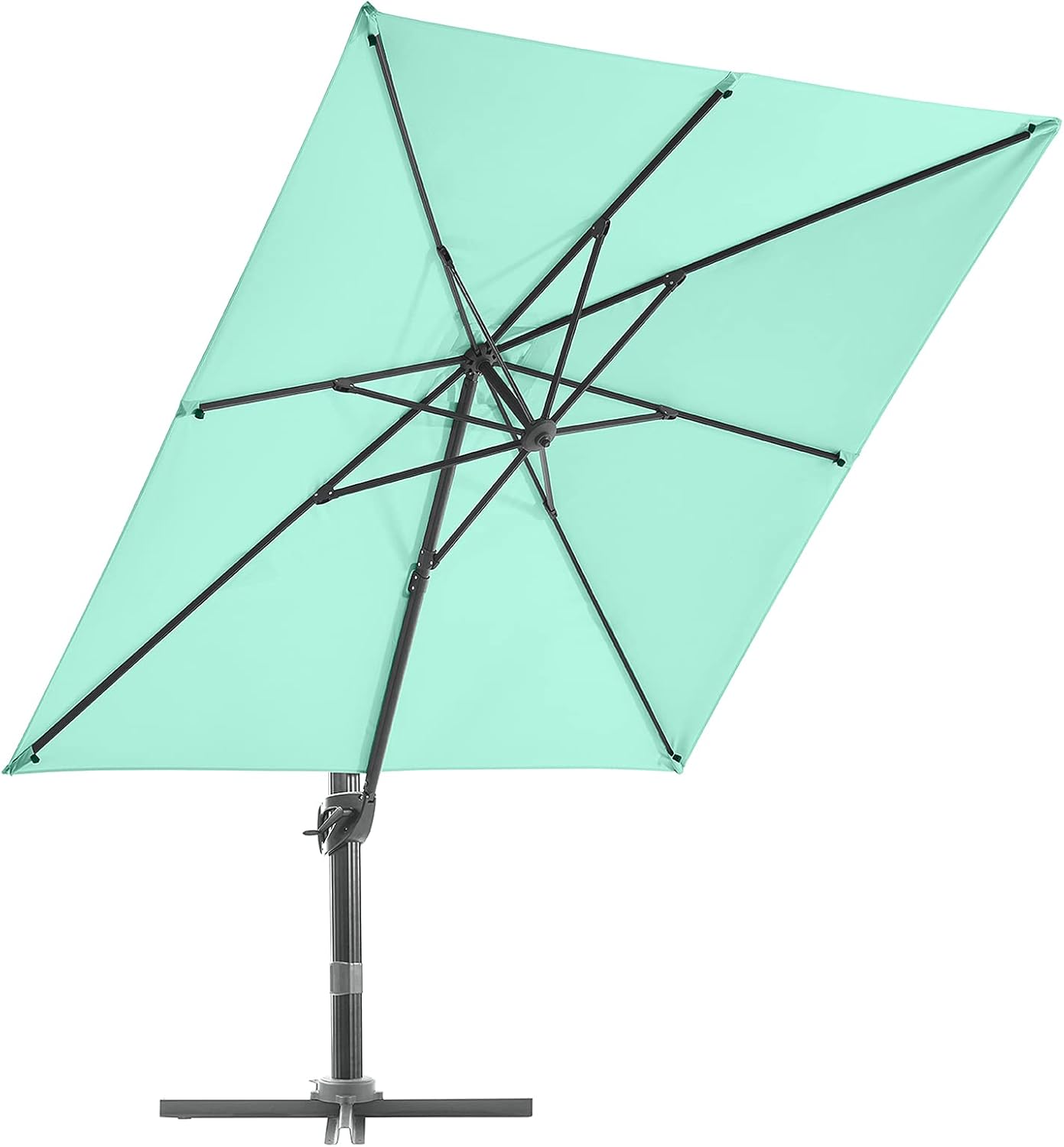 Sky Blue 9x9 FT Square Cantilever Umbrella with Cross Base J4238
