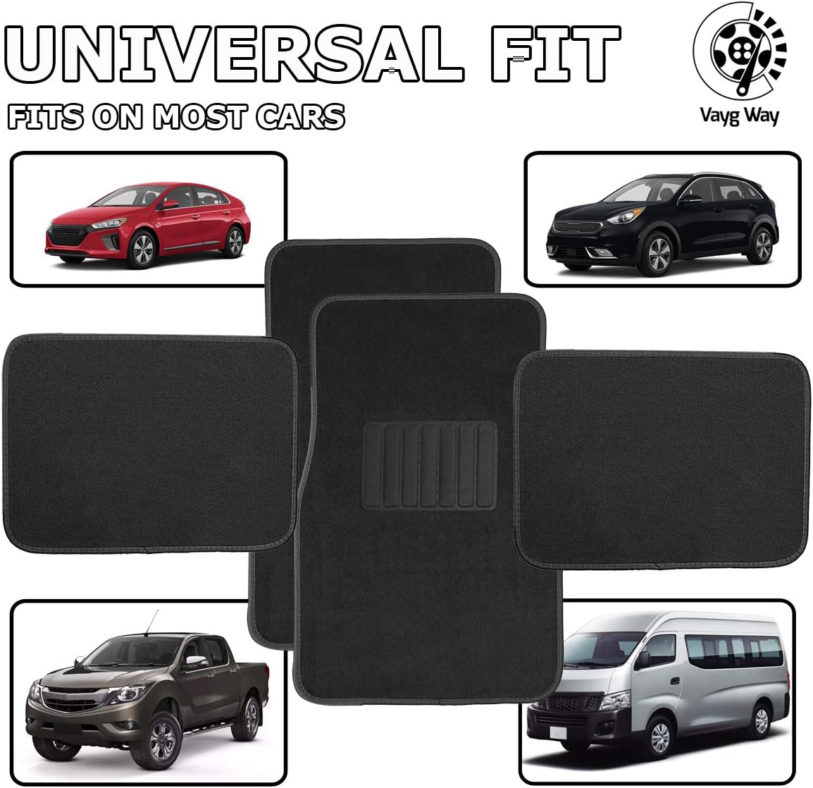 4 Piece Black All Weather Car Floor Mats I252