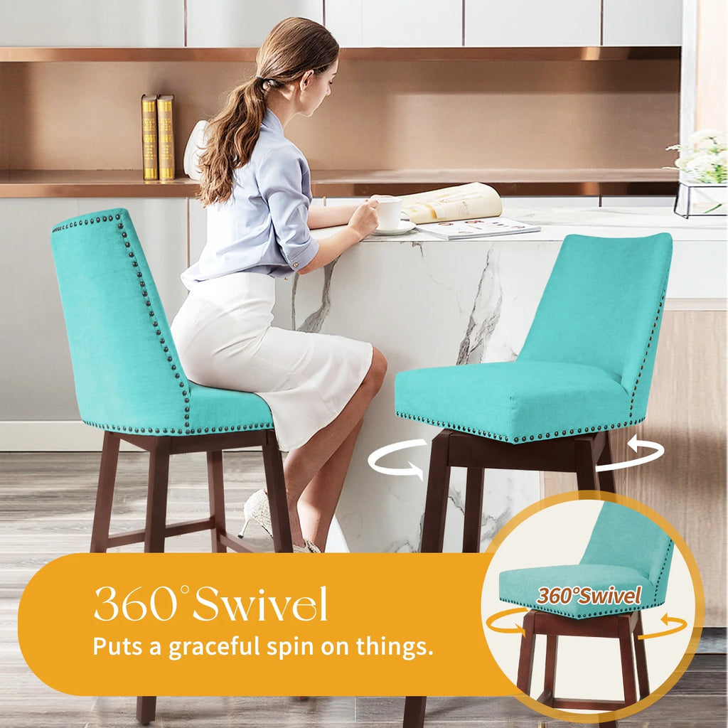 Tiffany Swivel Upholstered Bar Stools Set of 2 S5127