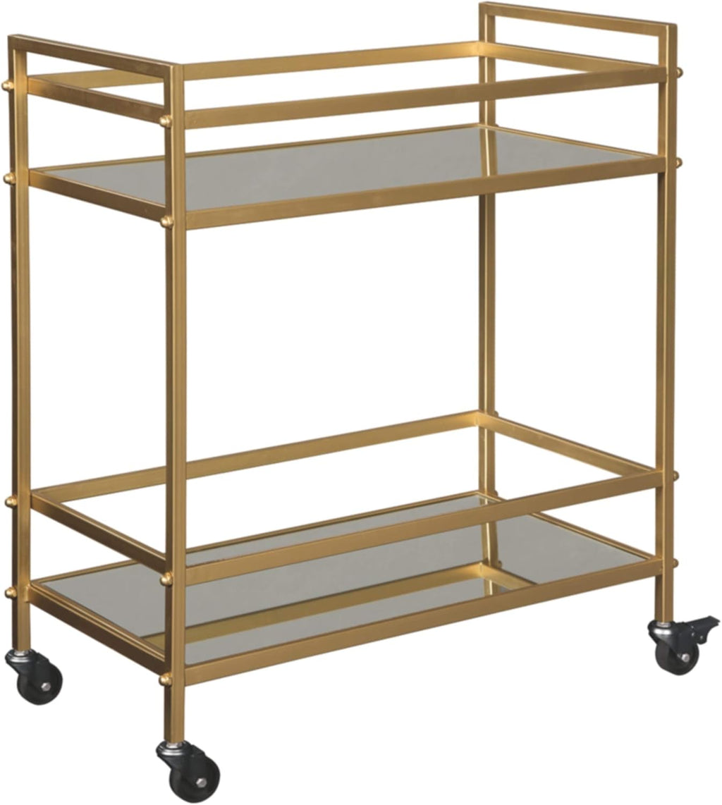 Gold Metal Bar Cart with Caster Wheels F3589