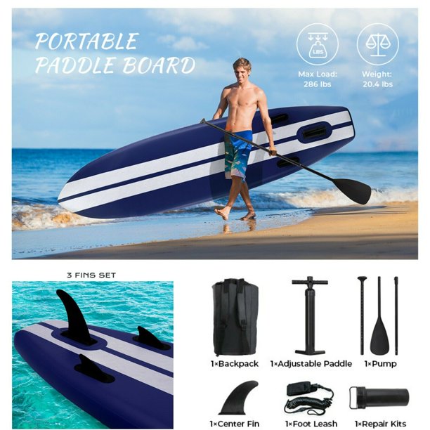 11ft Inflatable Stand Up Paddle Board with Aluminum Paddle, Leash, Backpack O2351