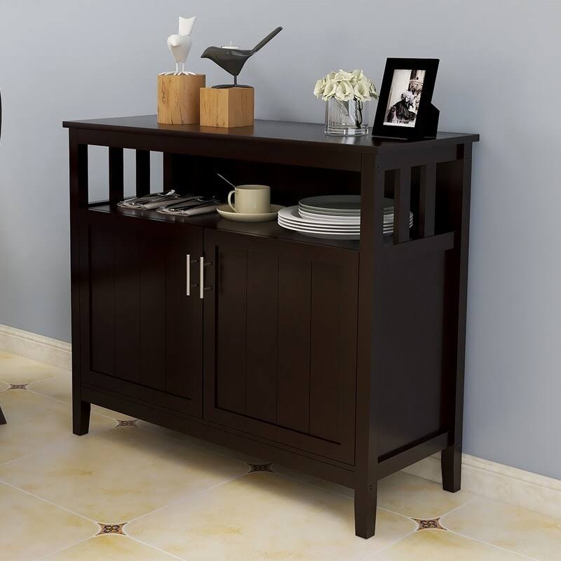 Wooden Kitchen Storage Sideboard Buffet Server Cabinet, Brown J27199