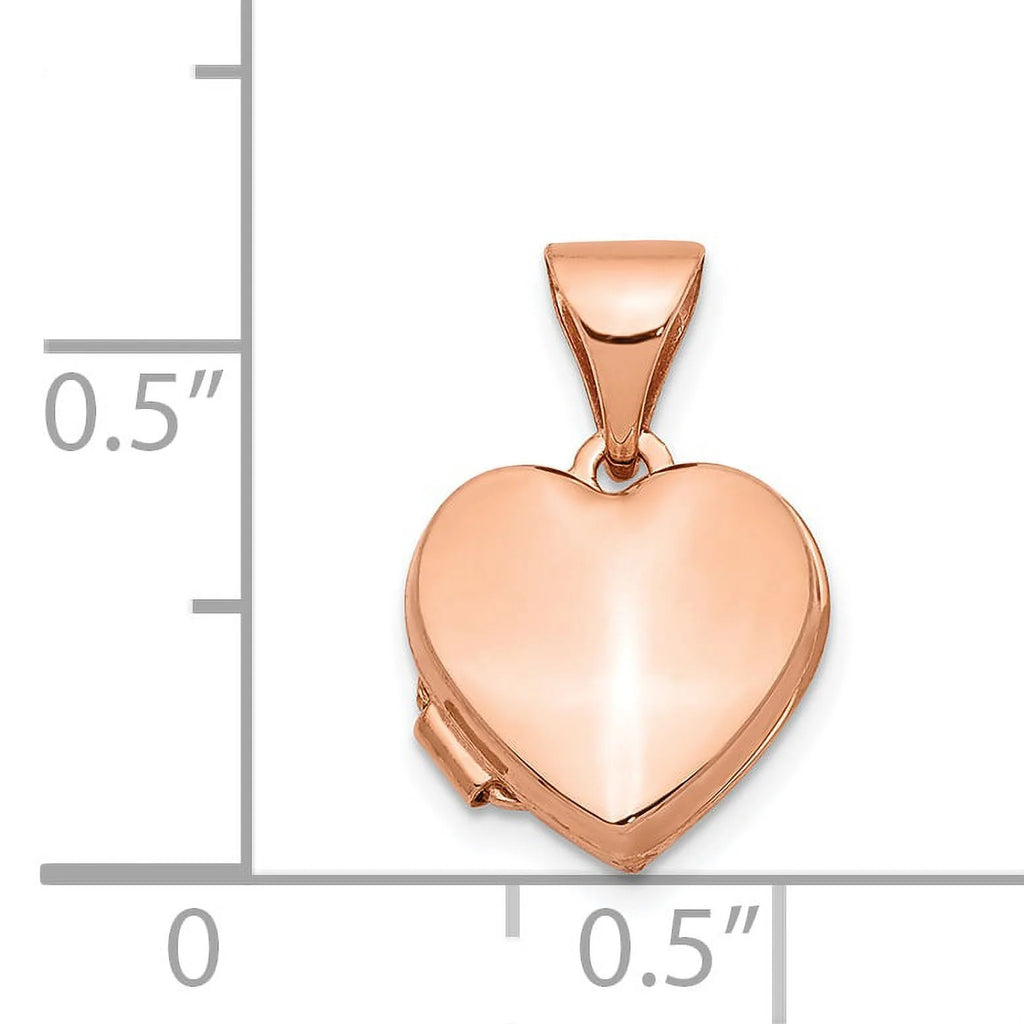 14K Rose Gold 10 mm Plain Heart Locket Pendant M656006