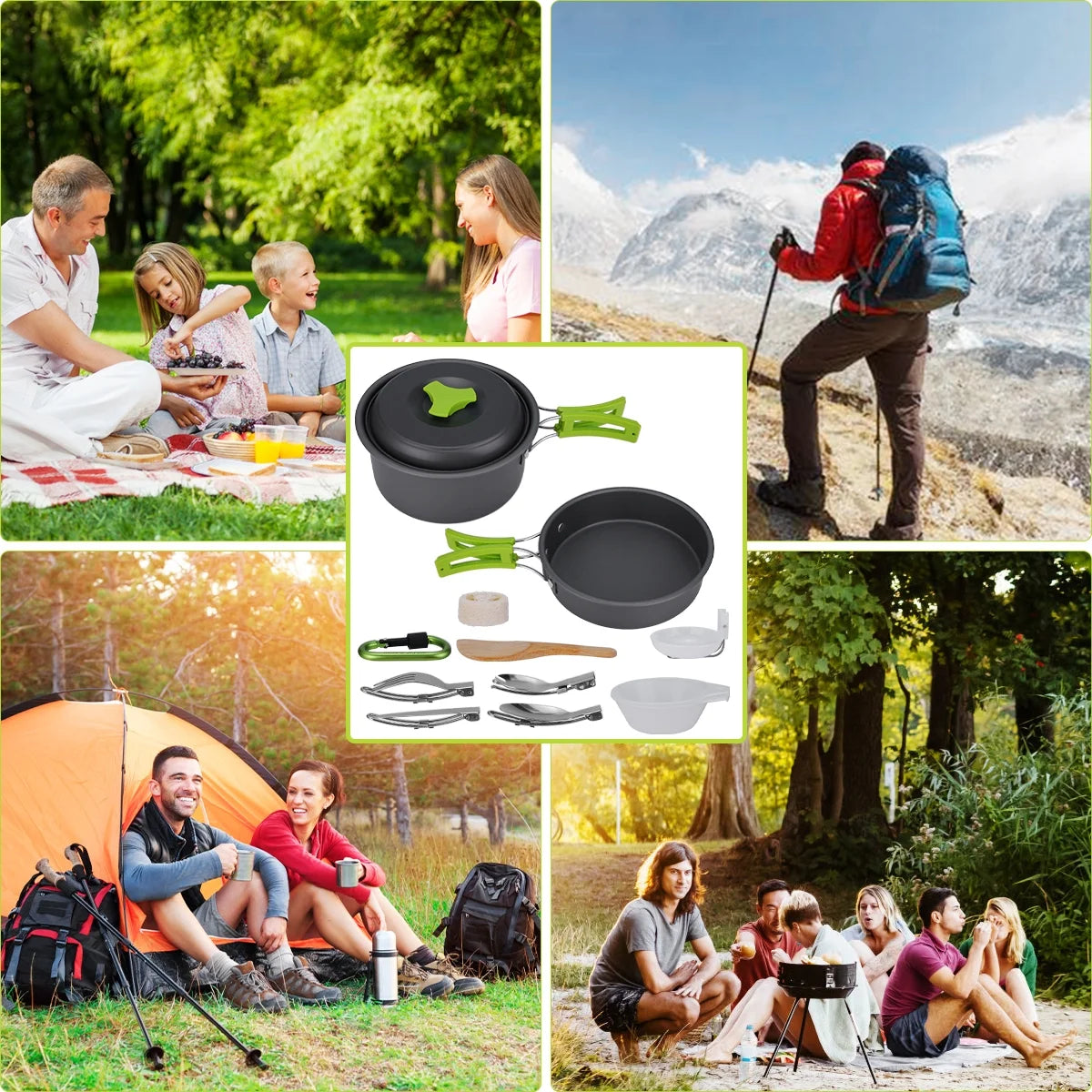 15 Pcs Non Stick Camping Cookware Set O55967