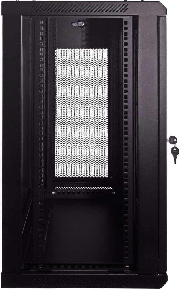 15U Wallmount Cabinet Enclosure 19-Inch Server Network Rack with Locking Perforated Door Black T1688
