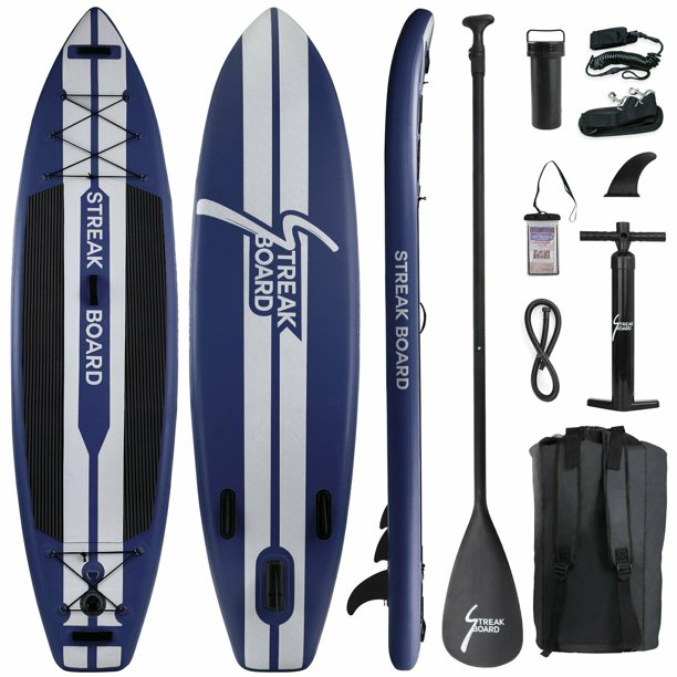 11ft Inflatable Stand Up Paddle Board with Aluminum Paddle, Leash, Backpack O2351