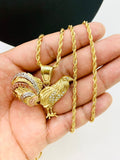 18K Gold Filled Chicken Rooster Pendant Necklace 24" E711345